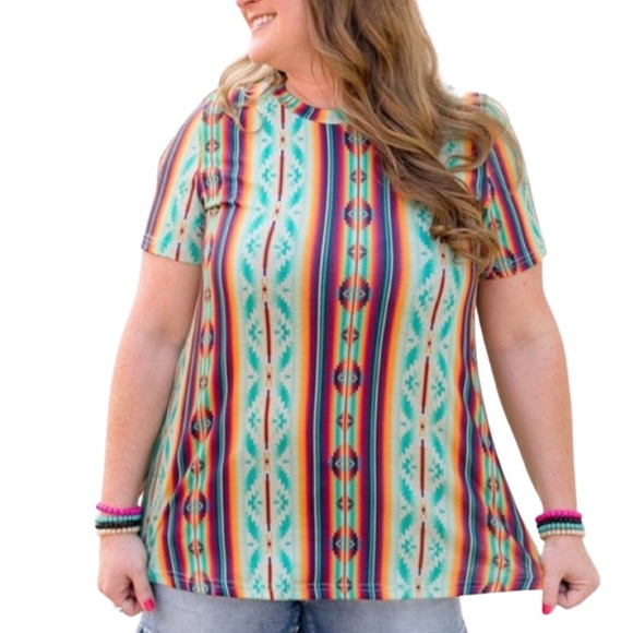 CRAZY TRAIN Aztec Southwestern Pattern Top - Picture 1 of 5